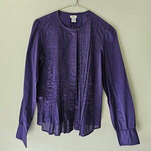Odille 100% Cotton Button Down Pleated Blouse Size 6